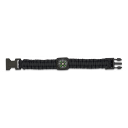 PULSERA PARACORD NEGRA CON BRÚJULA