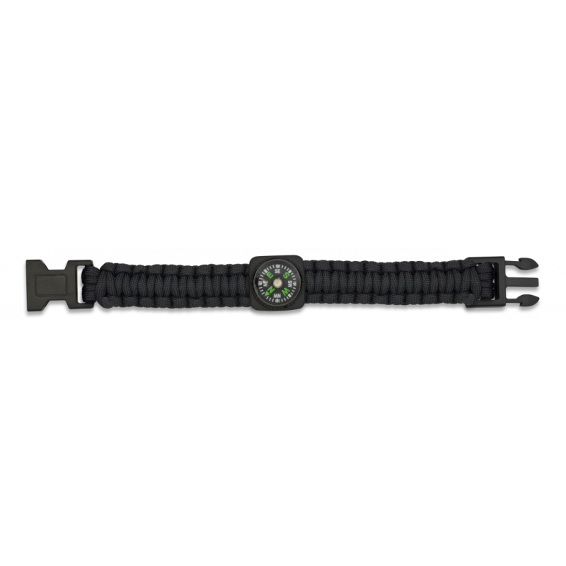 PULSERA PARACORD NEGRA CON BRÚJULA